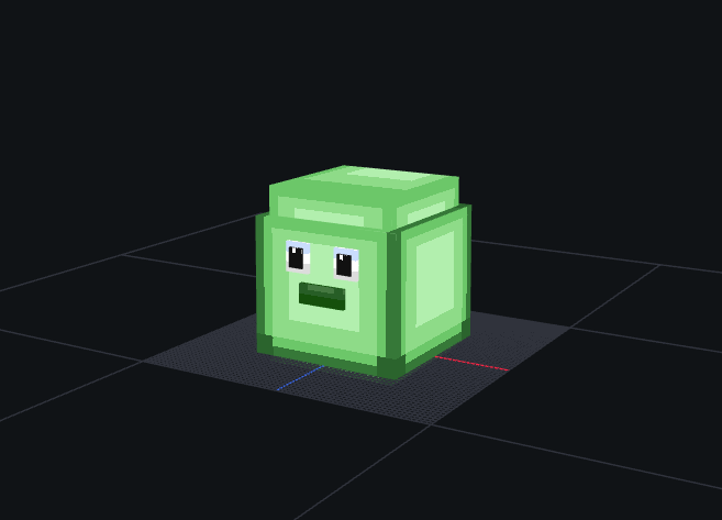 Slime model in Blockbench — cube-based body with eyes and mouth